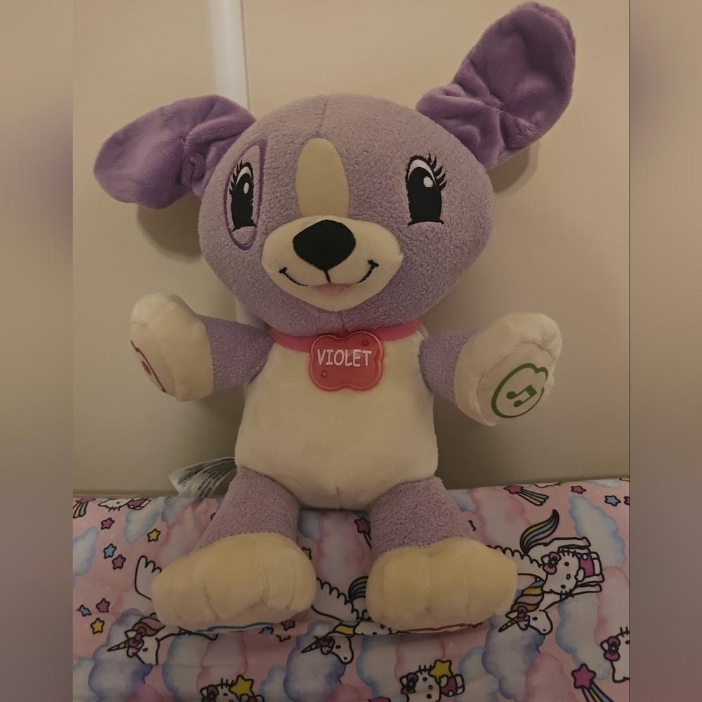 LeapFrog MY PAL VIOLET Purple Plush Bear Dog Talks Music Interactive Music Toy